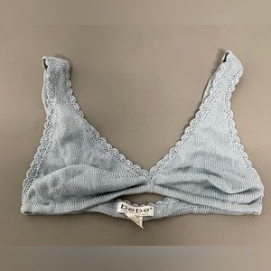Vintage Bebe Baby Blue Knit Bra Top Large